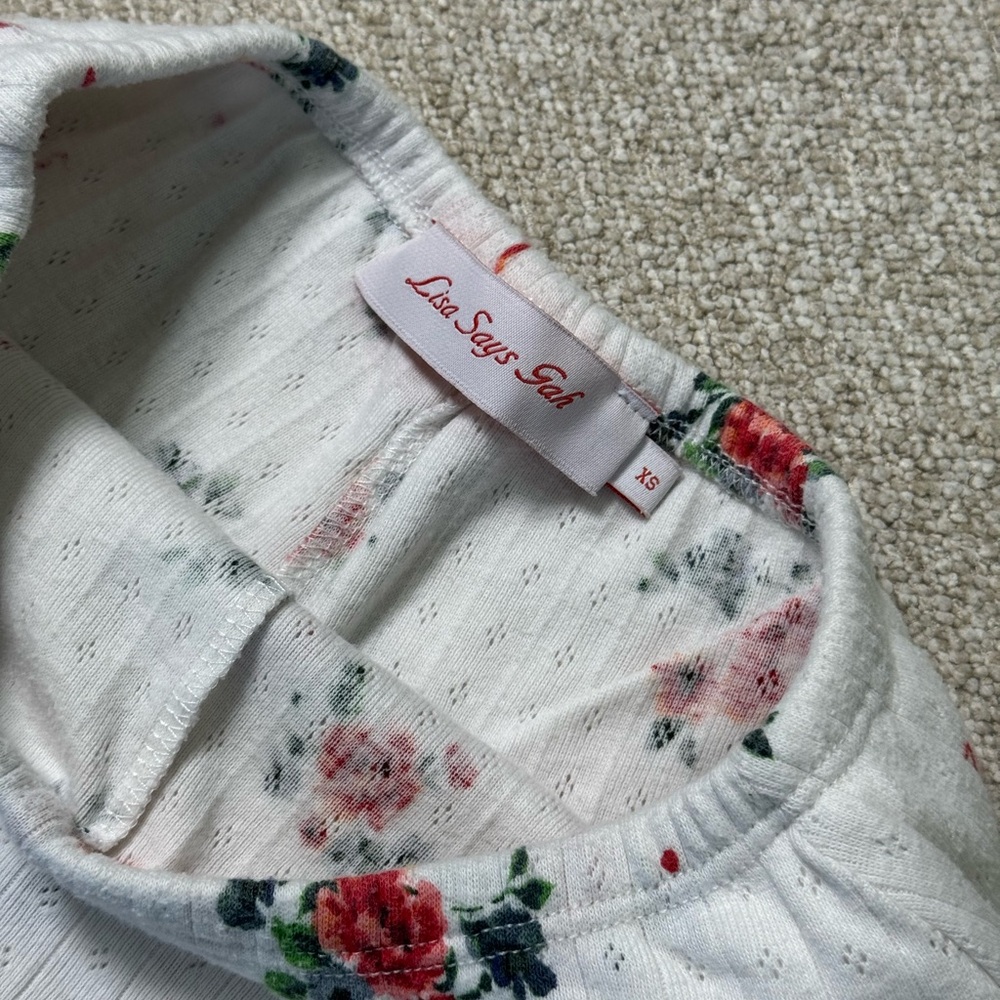 Lisa Says Gah Rose Print Pointelle Mini Darcy Skort | Size XS - Picture 5 of 6